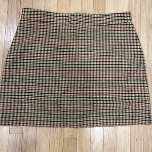 J. Crew Tan and Black Plaid Mini Skirt